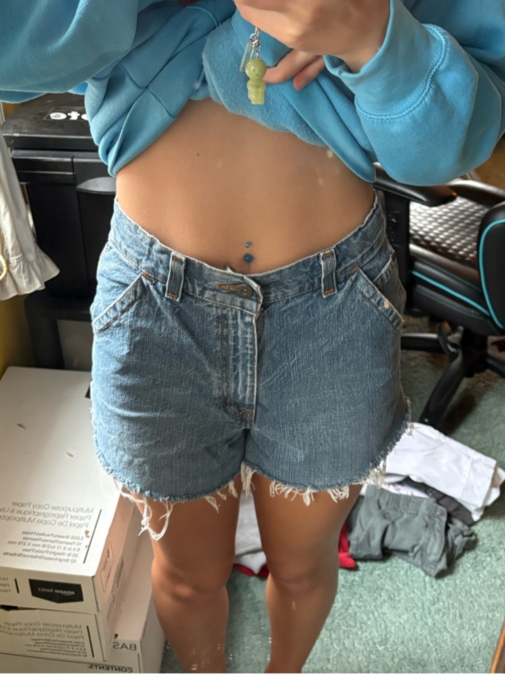 Faded Glory Light Blue Frayed Hem Denim Shorts